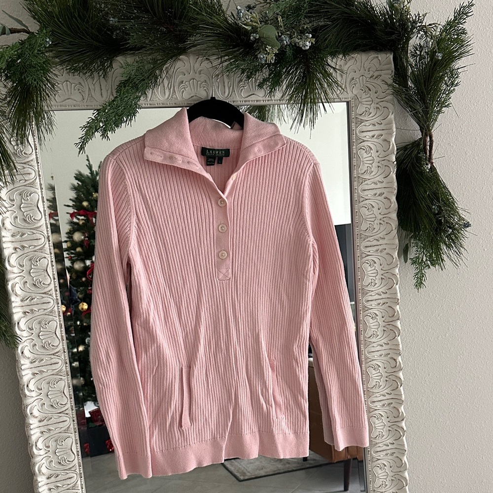 Lauren Ralph Lauren Light Pink Ribbed Sweater